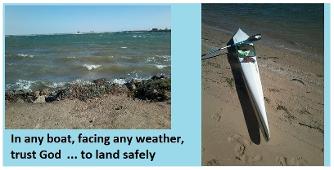 Paddling in windy waves on the river